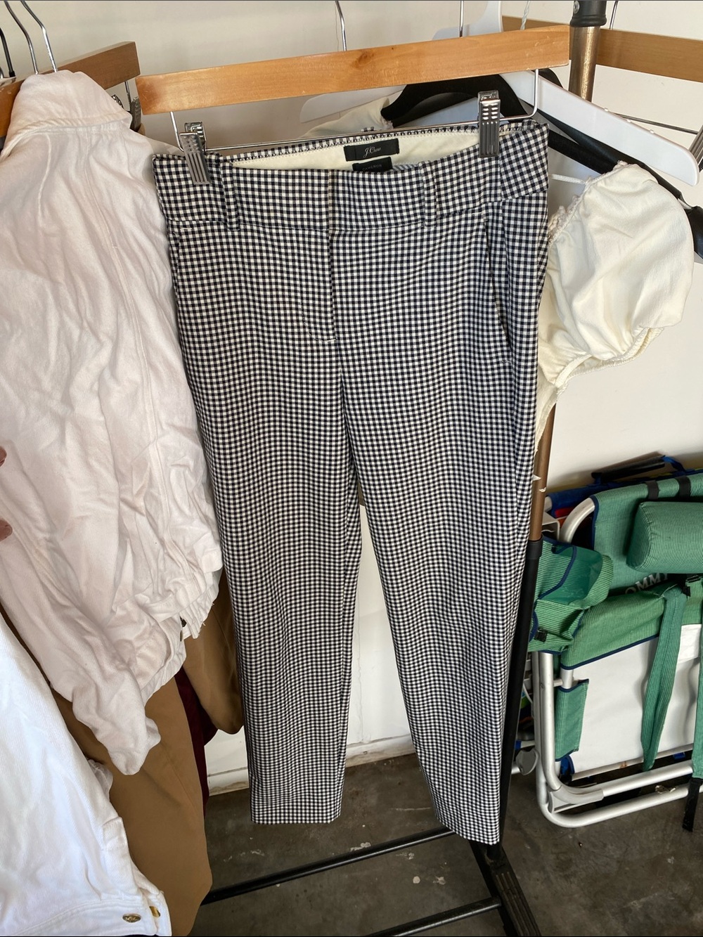 J. Crew Black and White Gingham Skinny Ankle Pants